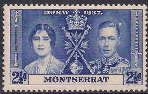 Montserrat 1937 KGV1 2 1/2d Blue Coronation Umm SG 100 ( J1139)
