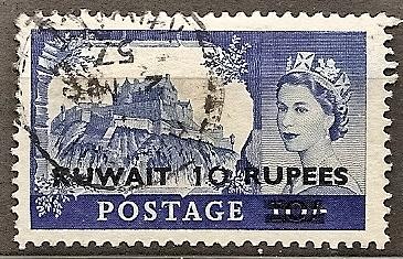 Kuwait 119 Used 1955 10r on 10sh KGVI Defin.