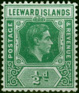 Leeward Islands 1938 1/2d Emerald SG96a 'ISI.ANDS Flaw' Fine MM