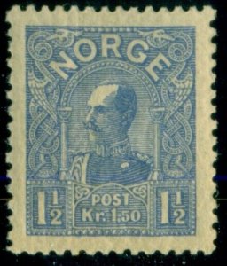 NORWAY #65 (91) 1½ kr Haakon, small pearls, og, LH, XF