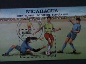 ​NICARAGUA- ESPANA'82 WORLD CUP SOCCER-CTO- S/S VF-LAST ONE FANCY CANCEL