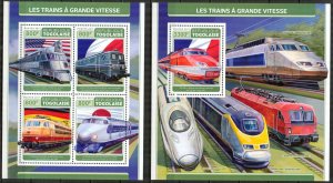 Togo 2017 Speed Trains sheet + S/S MNH