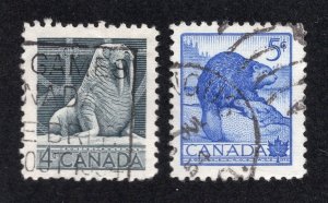 Canada 1954 Set of 2 Wildlife, Scott 335-336 used, value = 50c