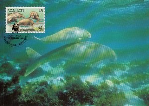 Vanuatu 1988 Maxicard Sc #473 45v Dugong WWF