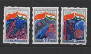 Russia #5241-43  (1984 USSR-India Space Cooperation set) VFMNH CV $1.00