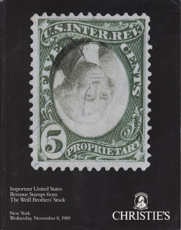 Important US Revenue Stamps from the Weill Brothers' stock. 1989 Christie's Sale