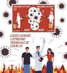 Chad Fight Corona 2020 MNH Medical Stamps Sheet Science Pandemic