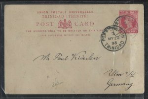 TRINIDAD COVER (PP2412B)  1896  QV 1D PSC SENT TO GERMANY NO MSG 