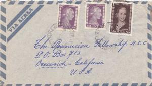 Argentina 40c (2) and 1P Eva Peron 1952 Buenos Aires 10/8, Argentina Airmail ...