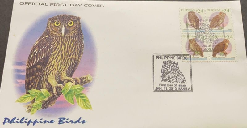 RO) 2010 PHILIPPINES, OWLS - BIRDS, FDC XF