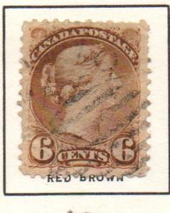 Canada Sc 43 1888 6c red brown small Queen Victoria stamp used