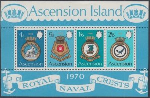 ASCENSION Sc# 137a CPL MNH SOUVENIR SHEET of 4 NAVAL COAT of ARMS