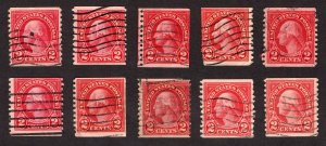 1923, US 2c, George Washington, Used, Lot of 10, Scott #599