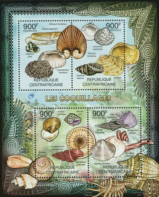 Shells Stamp Glossus Humanus Pharus Legumen Cittarium Pica S/S MNH #3647-3650 