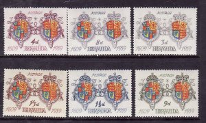 Bermuda-Sc.#169-74-unused NH set-id3-Arms of James I & QEII-1959-