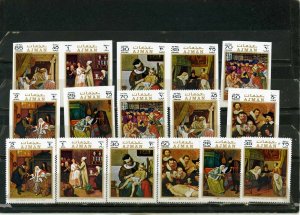 AJMAN 1971 PAINTINGS 2 SETS OF 8 STAMPS PERF. & IMPERF. MNH