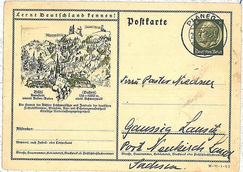 TRAINS RAILWAYS - POSTAL HISTORY -  GERMANY: POSTAL STATIONERY 1936