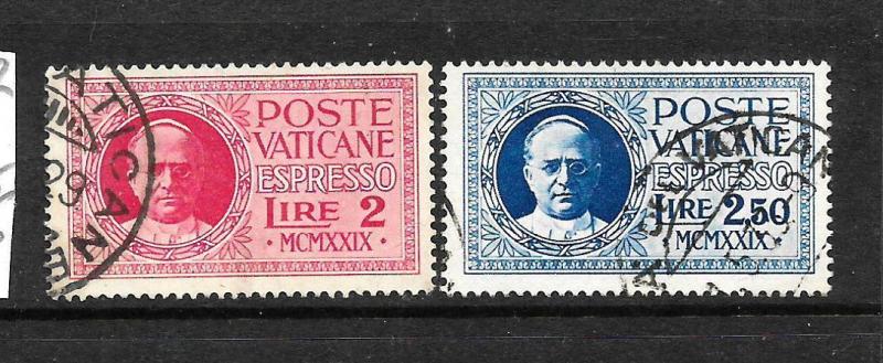 VATICAN   1929   EXPRESS  LETTER SET 2 FU     SG E14/15