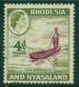 Rhodesia & Nyasaland 1959-63 QEII Pictorial 4d Boat on Lake Bangwelu FU