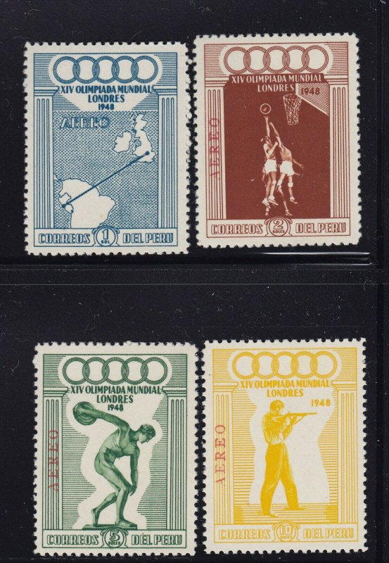 Peru Scott # C78 - C81 set VF OG lightly hinged scv $ 30 ! see pic !