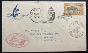 1928 Manila Philippines By US Army Air Service Airmail Cover Locally Used