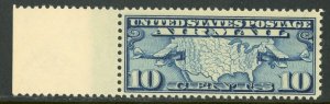 USA 1926 Airmail 10¢ Blue Map & Mail Plane Margin Single Scott C7 MNH X589