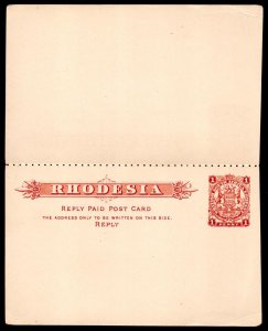 BSAC / Rhodesia - 1896 Coat of Arms 1d Reply Paid Postcard Unused