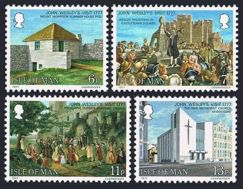 Isle of Man 105-108,MNH.Michel 101-104. John Wesley's visit,200,1977.Churches.