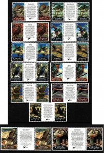 Gibraltar-Sc#1115-27-unused NH set in gutter pairs-Birds-2008-