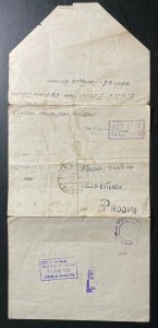 1943 Southern Rhodesia Interment POW Camp 5 Letter Cover To Padova Italy 