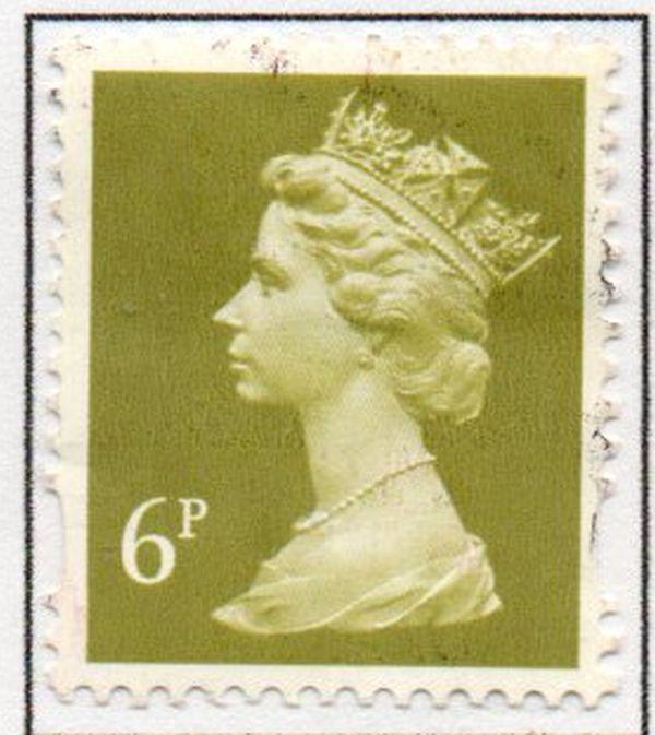 Great Britain Sc MH204 1993 6p brt ol green  QE II  Machin Head stamp used