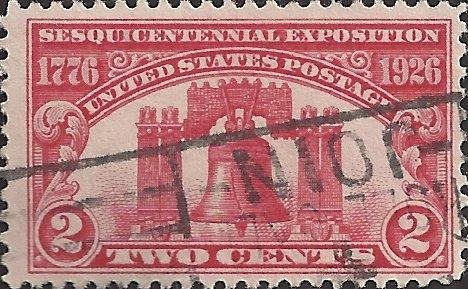 # 627 USED CARMINE ROSE SESQUICENTENNIAL LIBERTY BELL