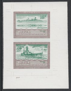 St VINCENT - BEQUIA 1985 WARSHIPS imperf COLOUR TRIAL PROOF