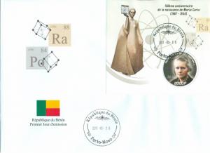 Marie Curie Science Chemistry Physics Nobel Prize Benin first day covers FDC set