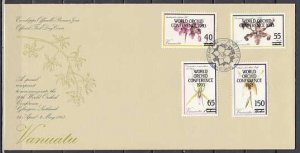 Vanuatu, Scott cat. 586-589. Orchids issue on a First day cover.