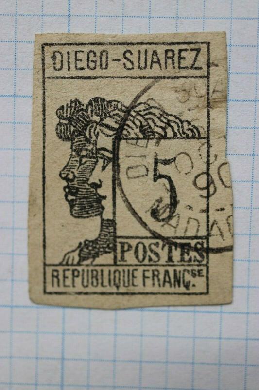 Diego-Suarez French Republic France Colony 5c sc#7 cv$200 used nice cancel 1890