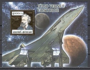 Guinea Bissau, Mi cat. 2945, BL490 A. J. Verne & Concorde Gold Foil s/sheet. ^