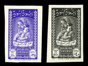 Syria #C194-195, 1955 Mothers Day, imperf. set of two, never hinged