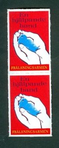Sweden. Poster Stamp. Pair Mnh. Salvation Army.Bird in Hand. A Helping Hand