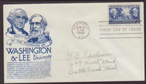 US 982 Washington and Lee 1949 Anderson Pencil FDC