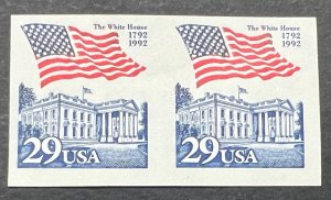 Scott#: 2609b - Flag over White House 29¢ 1992 Imperforate Pair MNHOG