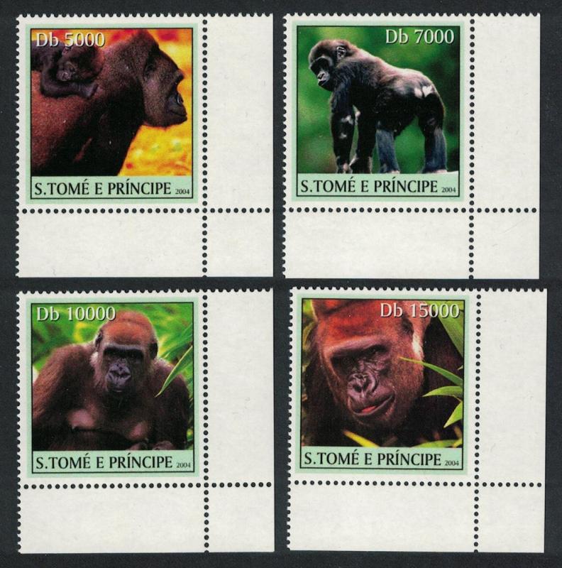 Sao Tome Orangutan Monkeys 4v Corners