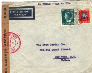 DUTCH EAST INDIES Cover *Makassar* Censor Air Mail PAA FLIGHT WW2 USA 1941 LS73