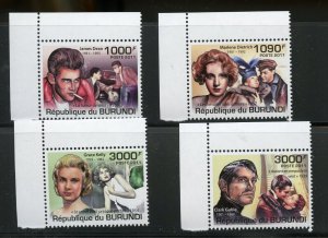 BURUNDI 2011 ACTORS JAMES DEAN DIETRICH GRACE KELLY GABLE MINT NEVER HINGED