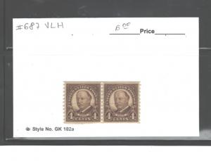 USA 1930 COIL PAIRS #687 (Horiz) VLH