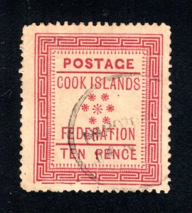 Cook Islands, Scott 4,   VF, Used, 10p carmine, 1892, CV $150.00  .... 1500002