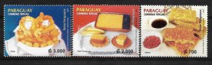 PARAGUAY 2003 TYPICAL FOOD NATIVE FOODS SET OF  3 VALUES MNH