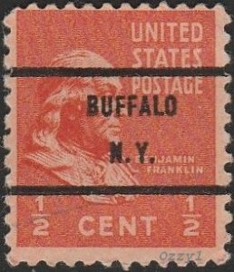 USA #803 1938 1/2c Orange Benjamin Franklin USED-Fine-NH.