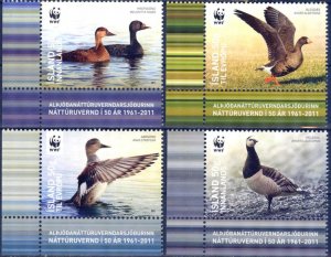 Iceland 2011 WWF Geese Mi. 1298/1301 MNH