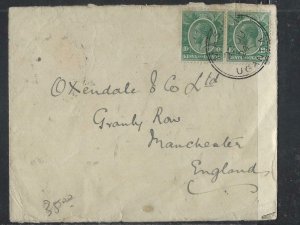 EAST AFRICA & UGANDA (P0203B) 1924 KGV  10CX2 COVER MAS... , UGANDA TO ENGLAND 